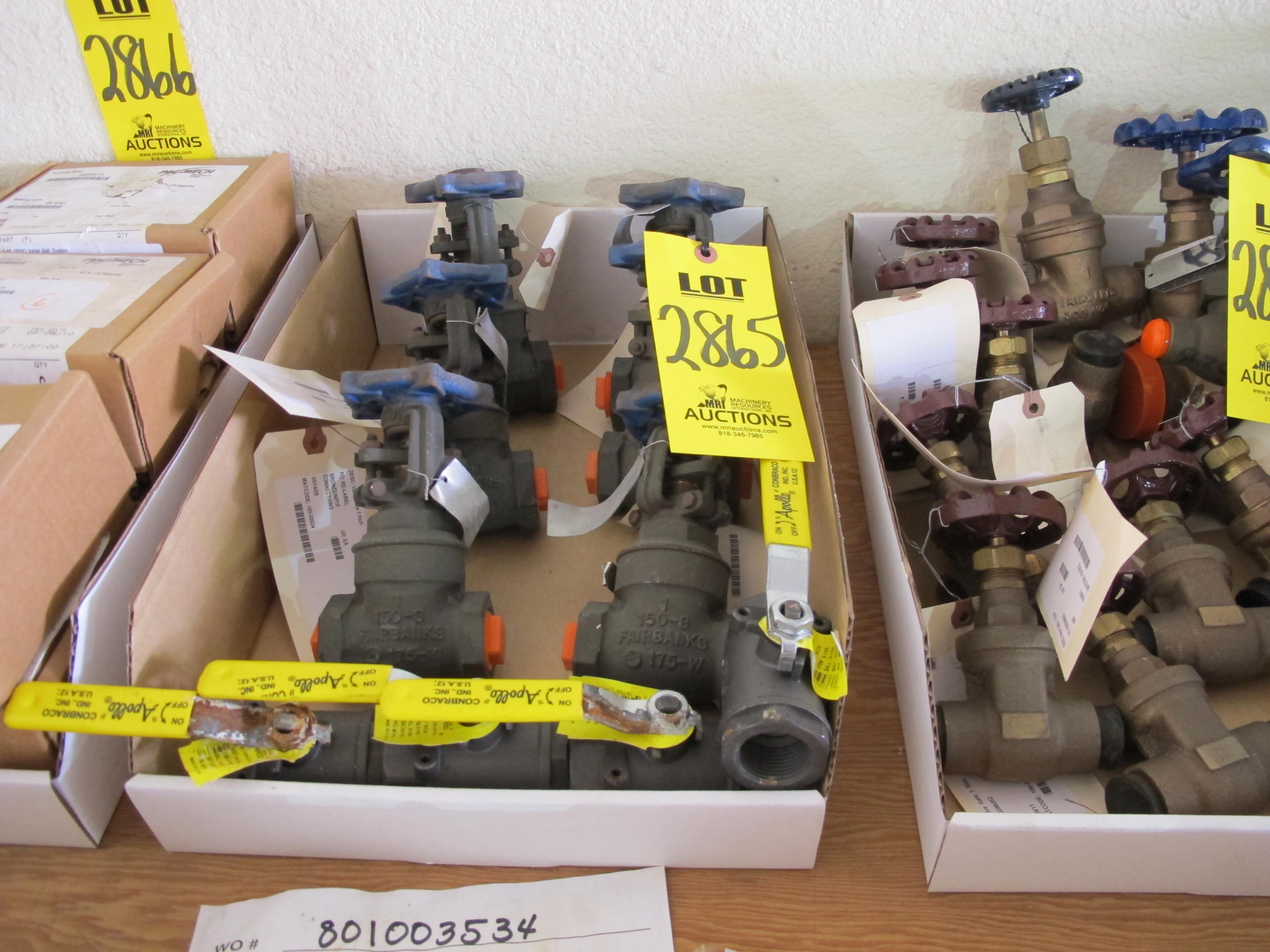 LOT (10) TO INCLUDE: (6) VALVE, GATE TYPE, 1" SIZE, 200 LB, 175 LB WSP RATING, BRONZE MATERIAL, NPTF CONNECTIONS, SB61 SPECIFICATION, THD BONNET, OUTSIDE SCREW AND YOKE STYLE, BRONZE TRIM, HANDWHEEL OPERATOR. MV208 PAINT CODE N, PART # 222, (4) VALVE, BALL TYPE, 1" SIZE, 2000 LB, THREADED ENDS, MFG APOLLO CONBRACO (W-51) LOADING & HANDLING FEE $5-